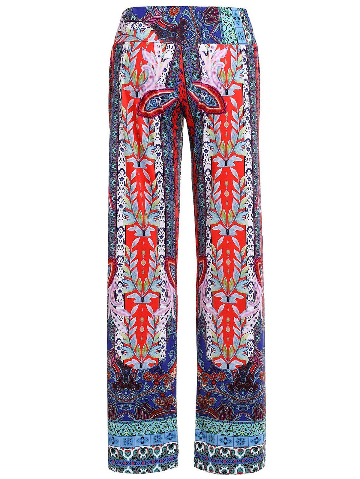 [72% OFF] Damask Tribal Print Wide-Leg Palazzo Pants | Rosegal