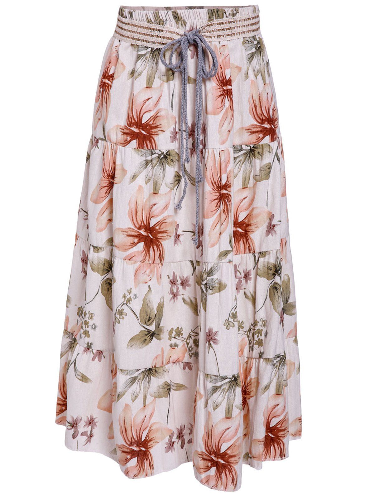 [66% OFF] Bohemian Printed Mid-Calf A-Line Midi Skirt For Women | Rosegal