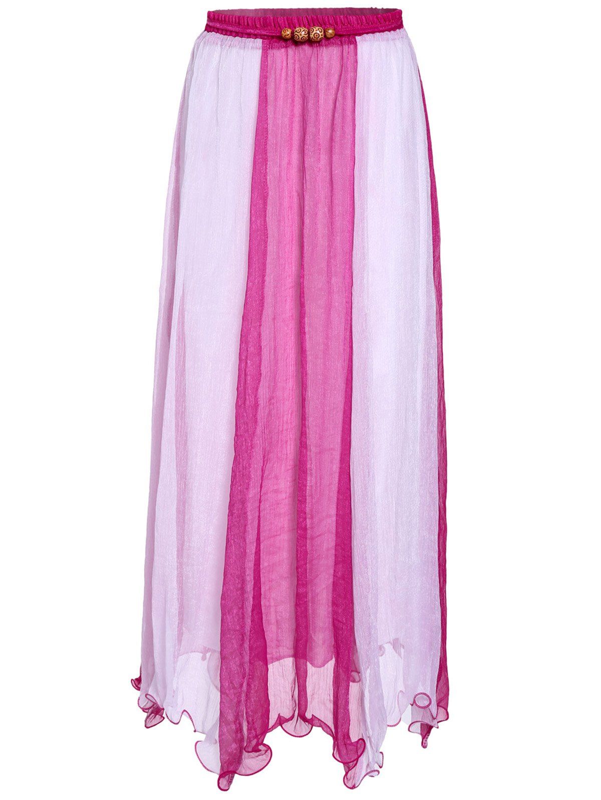 [44% OFF] Color Block Flowy Long Skirt | Rosegal