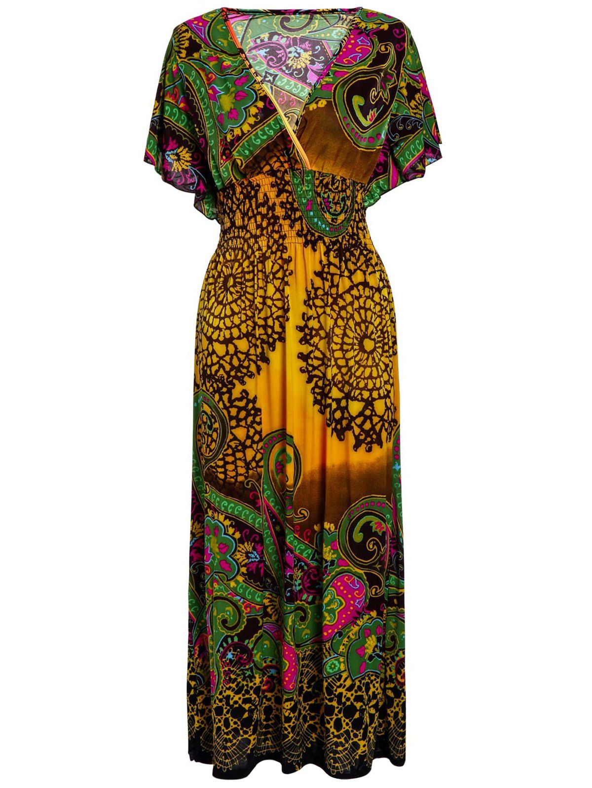 [7 OFF] Bohemian Kimono Sleeves African Maxi Dress Rosegal