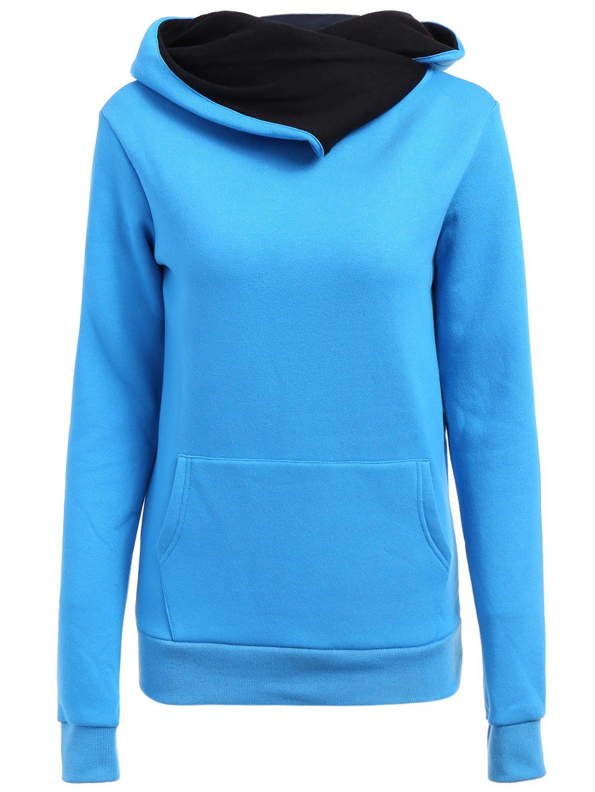 Blue S Casual Style Loosefitting Solid Color Long Sleeve Women's Hoodie