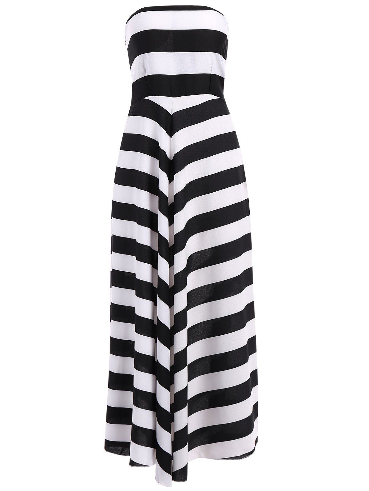 strapless striped maxi dress