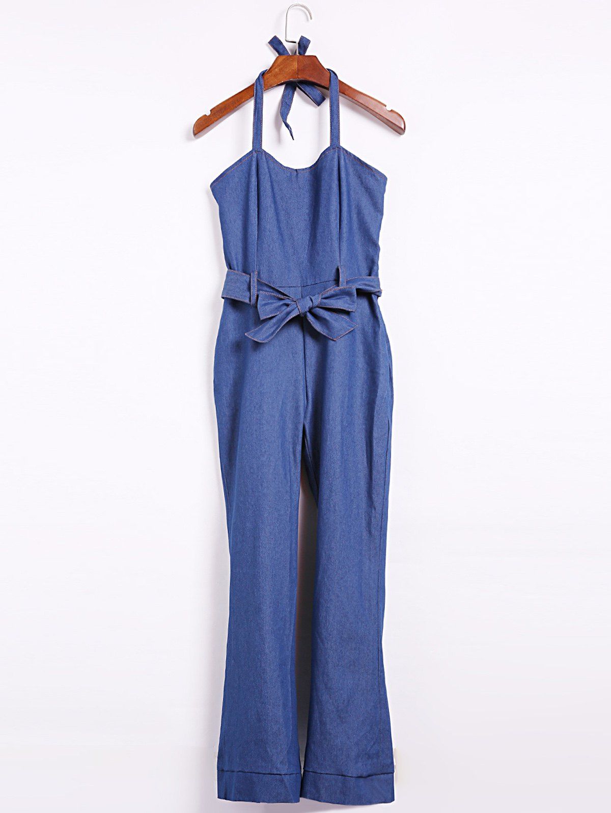 denim halter jumpsuit