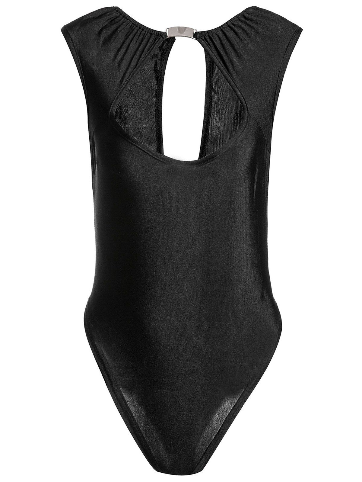 

Chic Women's Cut Out Pure Color One-piece Swimwear, Black