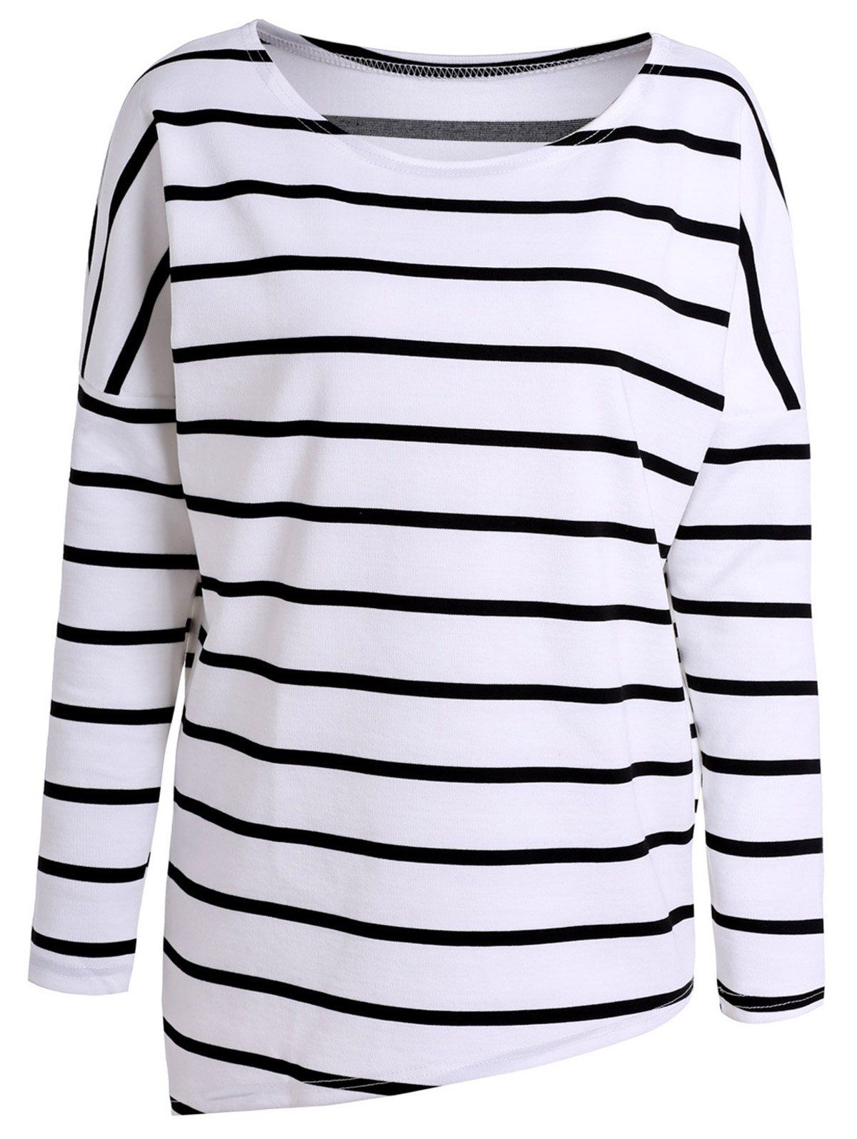 62 Off Simple Style Scoop Neck Long Sleeve Striped T Shirt For