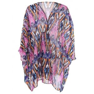 Colormix One Size(fit Size Xs To M) Batwing Printed Swing Long Kimono ...