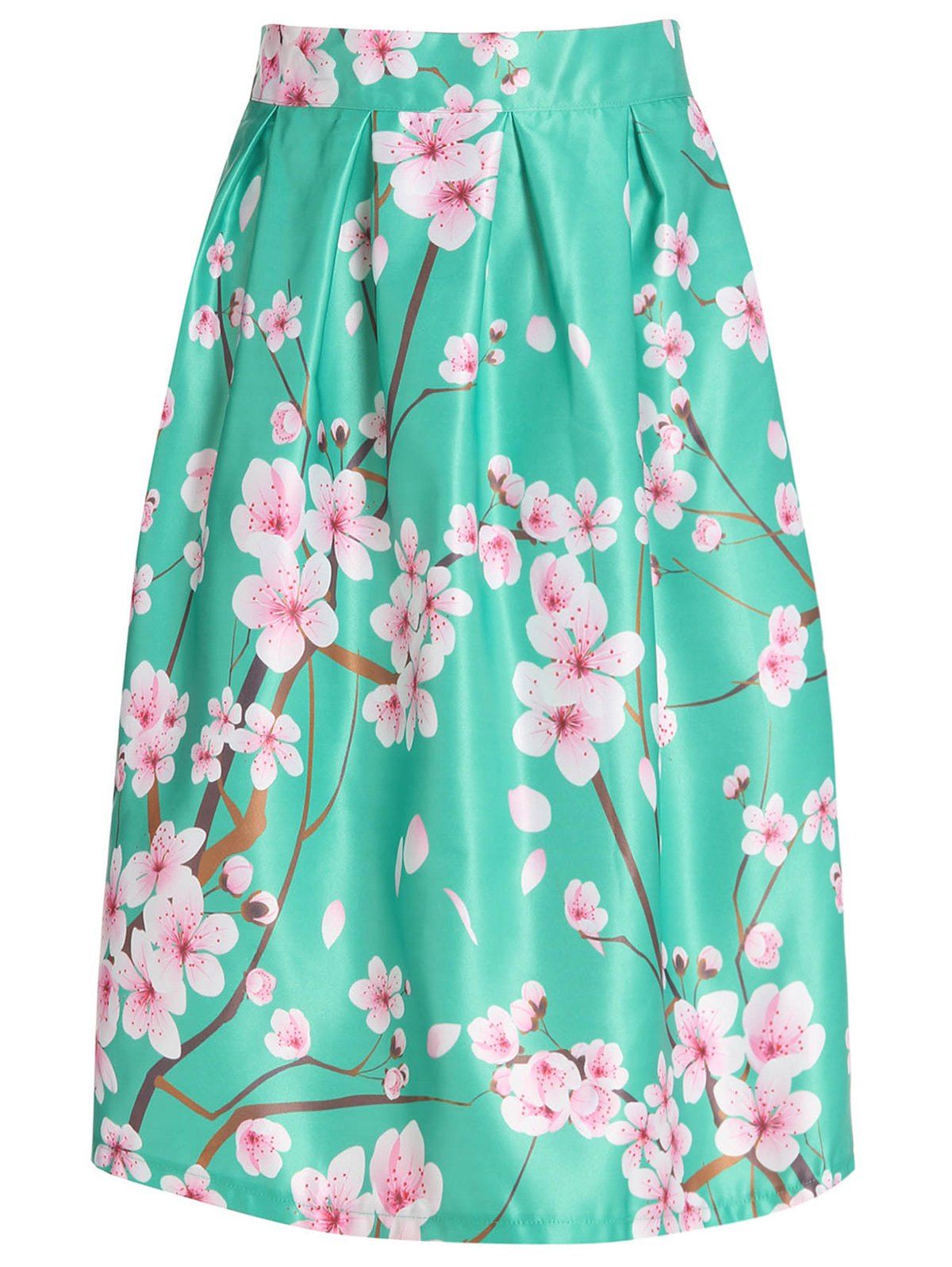 10 Off Floral Print Midi A Line Skirt Rosegal 5968