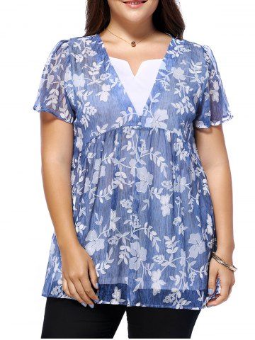 2019 plus size v neck floral t shirt