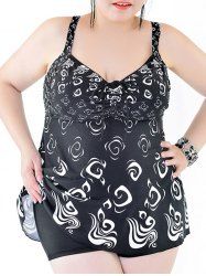 Stylish Plus Size Backless Print Two-Piece Swimsuit For Women -  