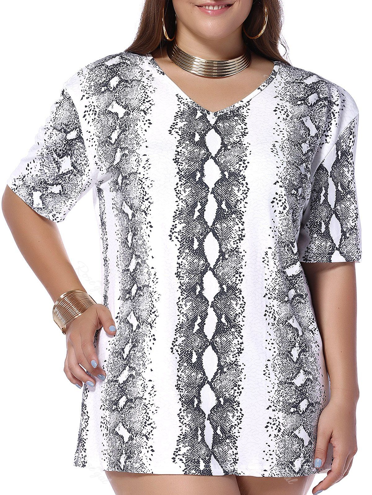 plus size snake print top