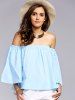 Alluring Off-The-Shoulder Flare Sleeve Women's Blouse -  
