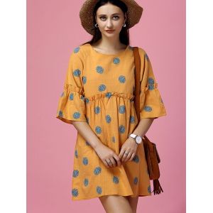Orange M Polka Dot Ruffled Mini Dress | RoseGal.com
