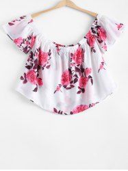 Fashionable Off The Shoulder Floral Crop Top For Women -  
