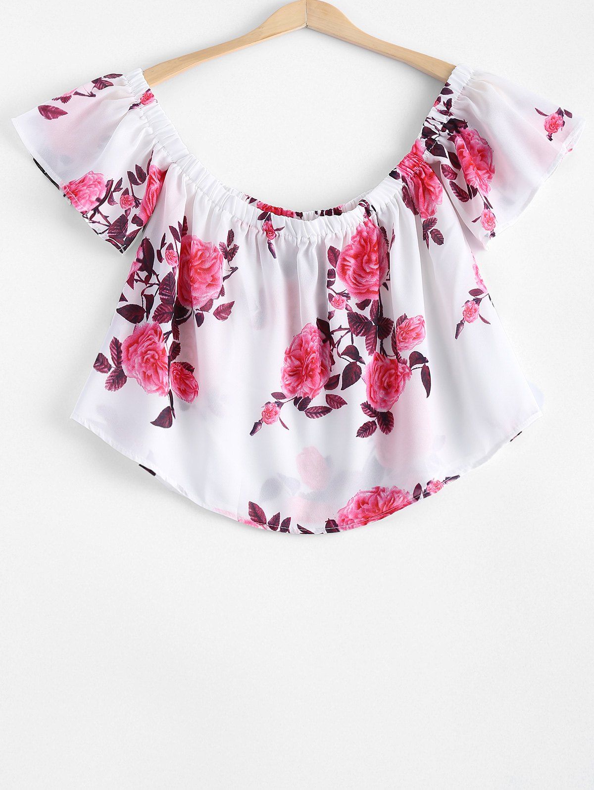 [28 OFF] Fashionable Off The Shoulder Floral Crop Top For Women Rosegal