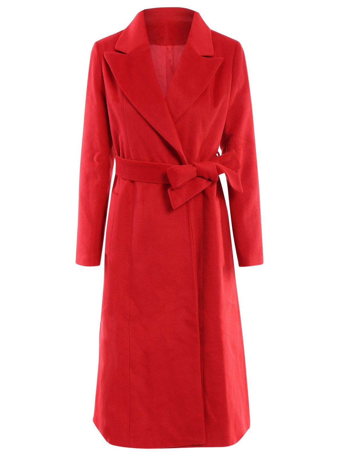 [46% OFF] Vintage Lapel Solid Color Extra Long Wool Coat For Women ...