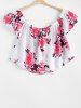 Fashionable Off The Shoulder Floral Crop Top For Women -  