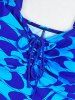Stylish Plus Size Printed Ruffled One-Piece Swimsuit For Women -  