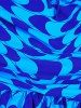 Élégant Plus Size Printed Ruffled One-Piece Swimsuit pour les femmes - Bleu Saphir 5XL
