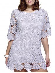 plus rosegal overlay stylish lace floral pattern dress