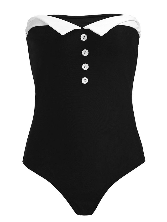 [47% OFF] Trendy Button Decorated One-Piece Swimwear For Women | Rosegal