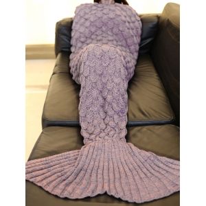 

Fish Scale Design Knitting Sleeping Bag Mermaid Blanket, Plum