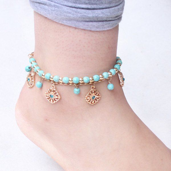 [41 OFF] A Suit Of Bohemian Style Rhinestone Girl Beaded Anklets Rosegal