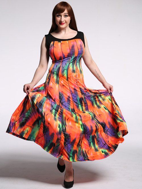 [9% OFF] Plus Size Scoop Neck Sleeveless Maxi Dress | Rosegal