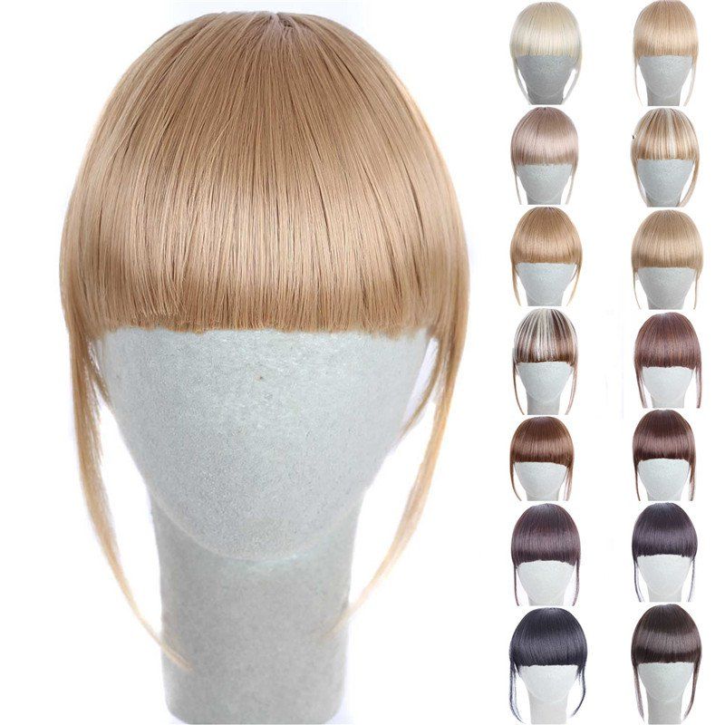 

Fashion 14 Colors Clip In Synthetic Front Full Bang With Sideburns For Women, Golden blonde
