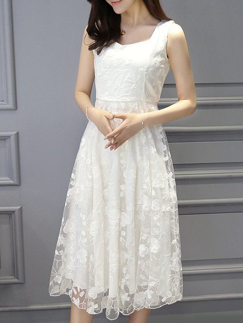 [45 OFF] Stylish Women's Sleeveless ALine Lace Dress Rosegal