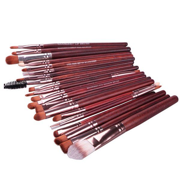 

Stylish 20 Pcs Multifunction Nylon Face Eye Lip Makeup Brush Set, Dark red