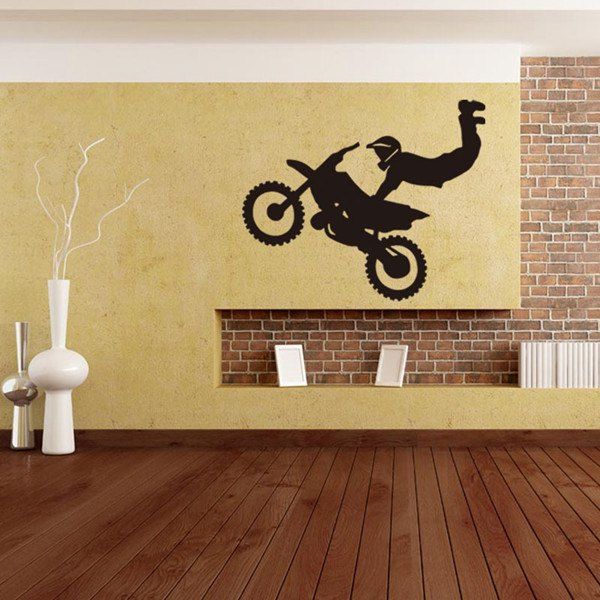 

Novelty Home Decoration Motorcycle Guy Design Wall Art Sticker, Black