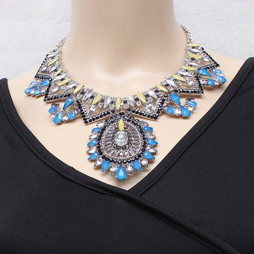 

Gorgeous Layered Faux Crystal Water Drop Necklace For Women, Silver