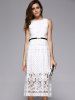 Lace Sheer Wedding Guest Tea Length Dress -  