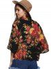 Collarless Floral Cardigan Short Kimono -  
