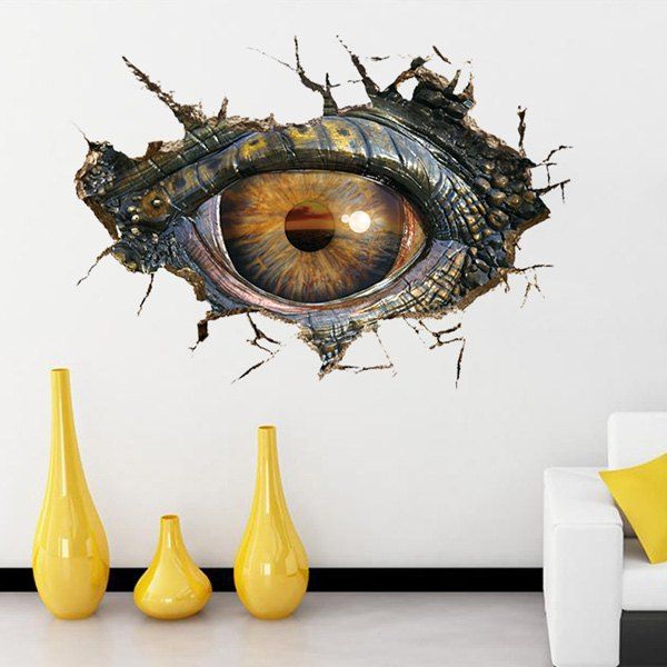 

Creative Home Decoration 3D Lifelike Dinosaur Eyes Wall Art Sticker, Black grey