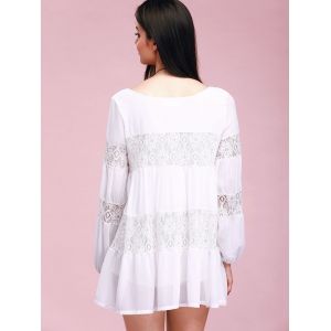 casual lace mini dress insert swing sleeves dresses rosegal