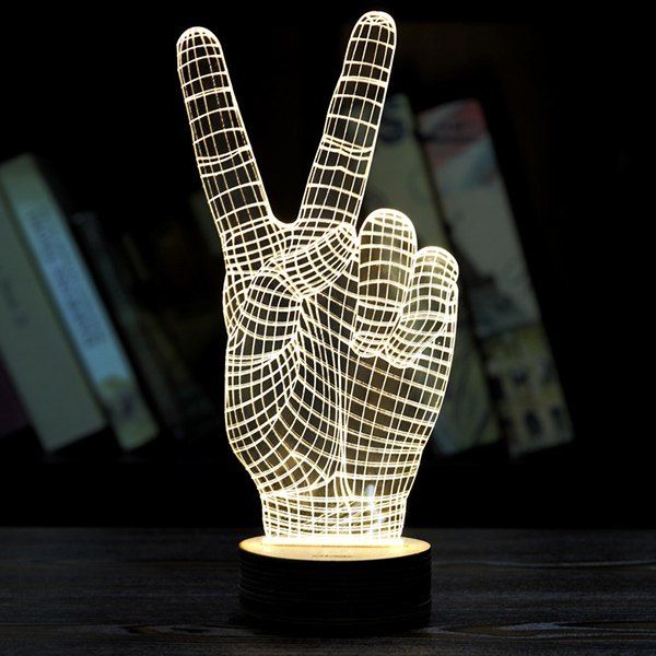 

Creative Home Decoration Victory Gesture Shape LED Night Light, Light yellow