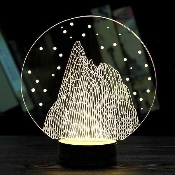 

Creative Home Decoration Round Shape Snow Mountain LED Night Light, Light yellow
