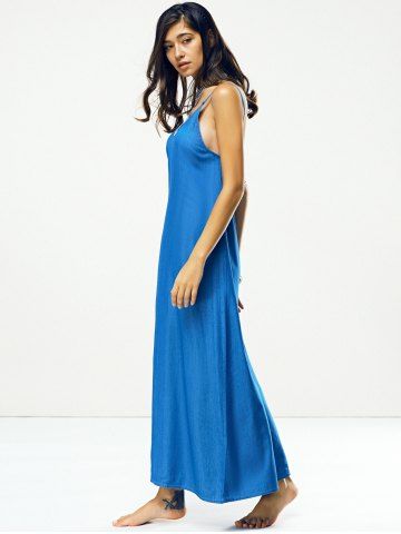 Spaghetti Strap Solid Color Backless Maxi Dress