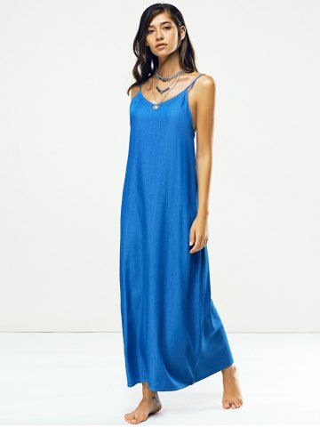 Spaghetti Strap Solid Color Backless Maxi Dress
