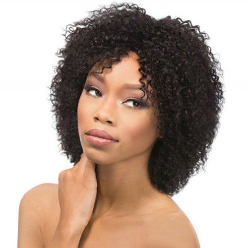 [17% OFF] Vogue Medium Black Afro Curly Women's Synthetic Hair Wig ...