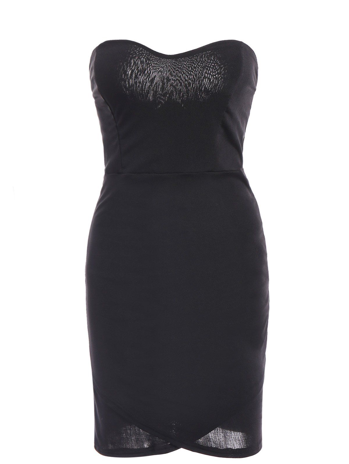 Black L Strapless Bodycon Short Cocktail Dress | Rosegal.com