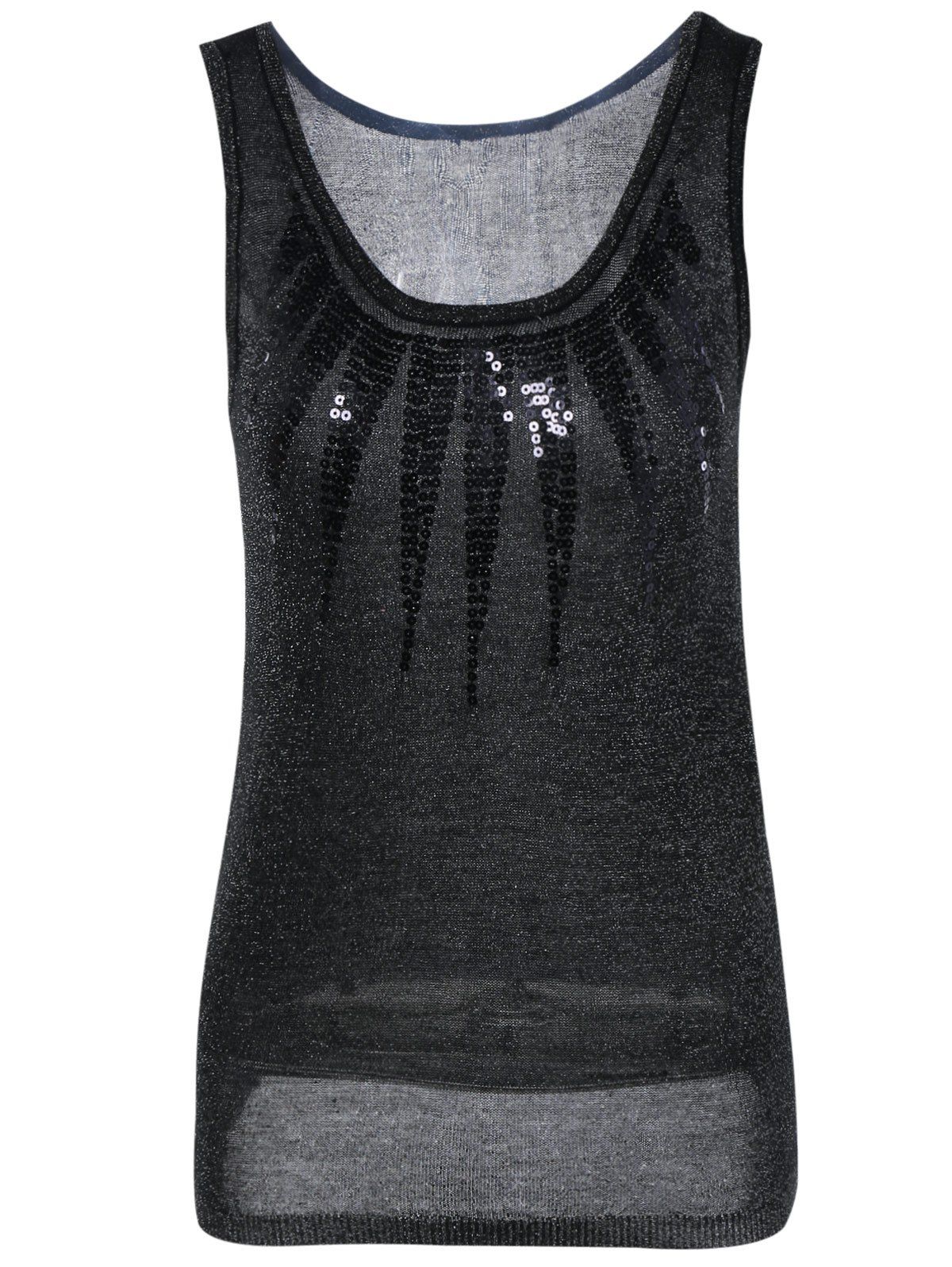 [35% OFF] Sequin Embellished Knitted Tank Top | Rosegal