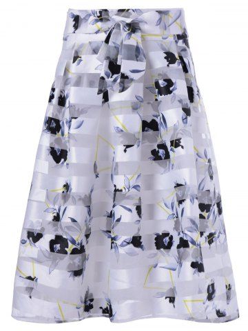 Trendy Elegant High Waist Stripe Print A-Line Skirt  
