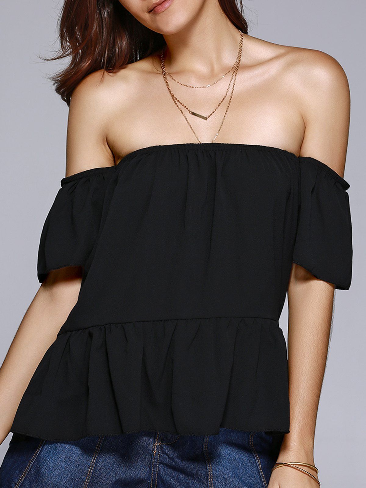 [51 Off] Chic Off The Shoulder Black Asymmetrical Womens Blouse Rosegal