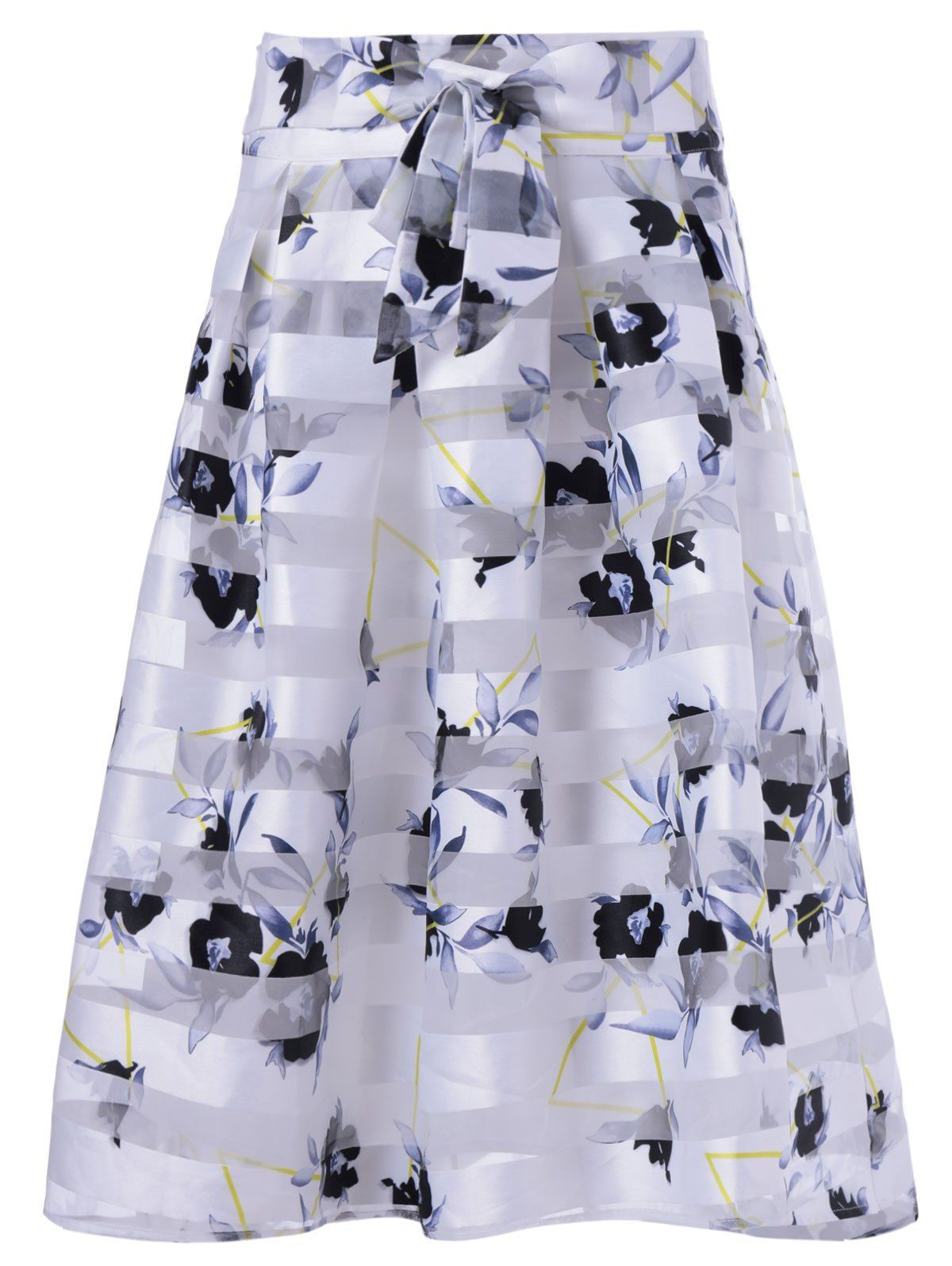 Trendy Elegant High Waist Stripe Print A-Line Skirt  