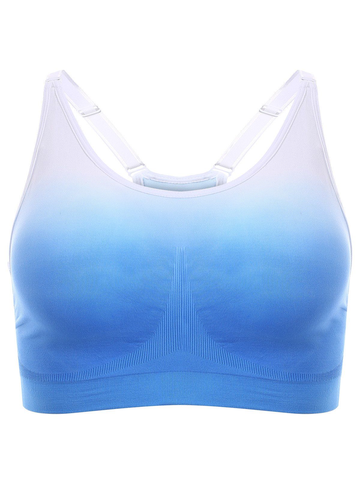 

Gradient Strappy Racerback Sports Bra, Blue and white