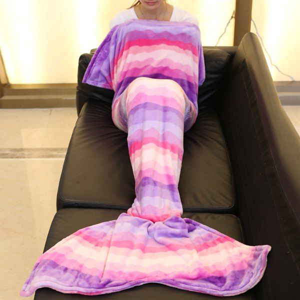 

Ombre Mermaid Tail Style Soft Blanket, Pink