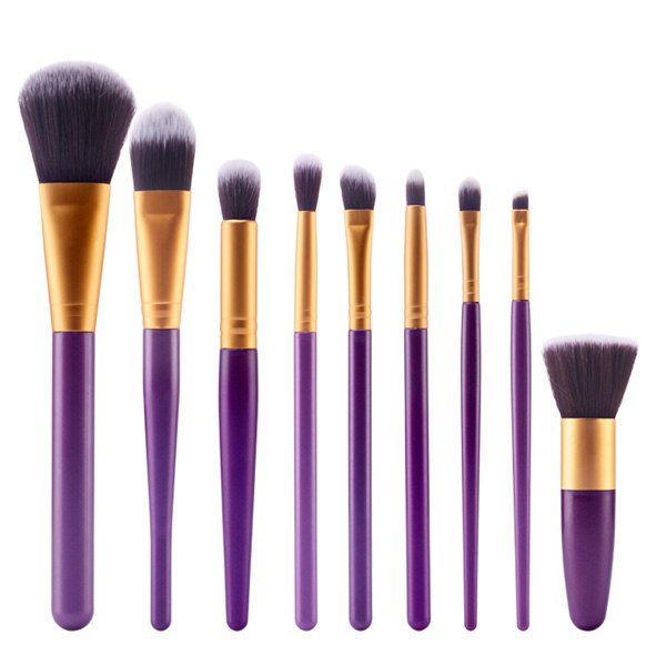 

Stylish 9 Pcs Nylon Face Eye Lip Makeup Brushes Set, Purple