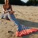 High Quality Wool Knitting Fish Scale and Tassel Design Mermaid Shape Blanket -  